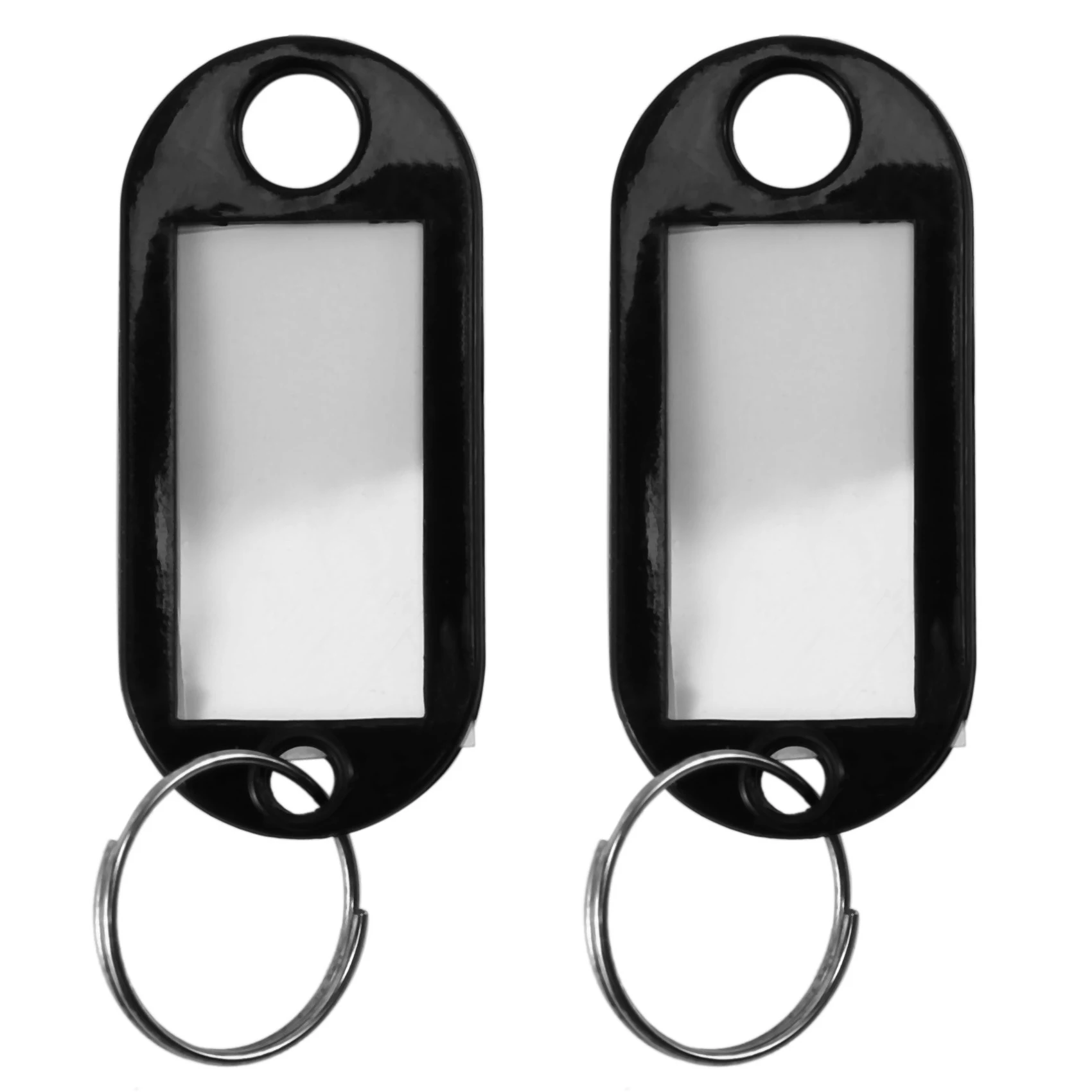 ABQR 20個入り アソートキーアイデアルレーベルタグ スプリットリングキーリングキーホルダー（ブラック）