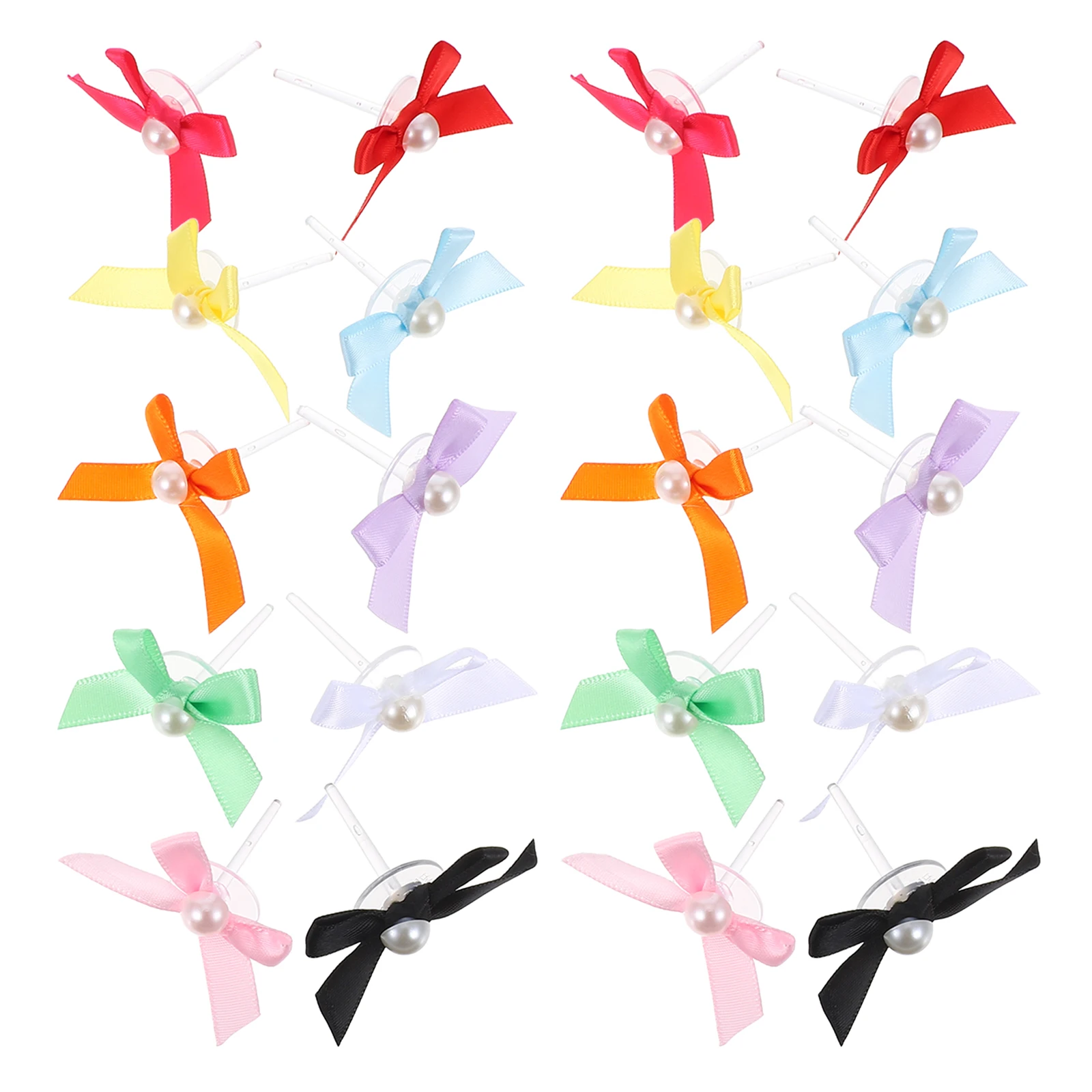 

100pcs Cake Decorations Bowknot Cupcake Toppers Wedding Birthday Party Accessories Pearl Bow Design Lightweight DIY Cake Topper