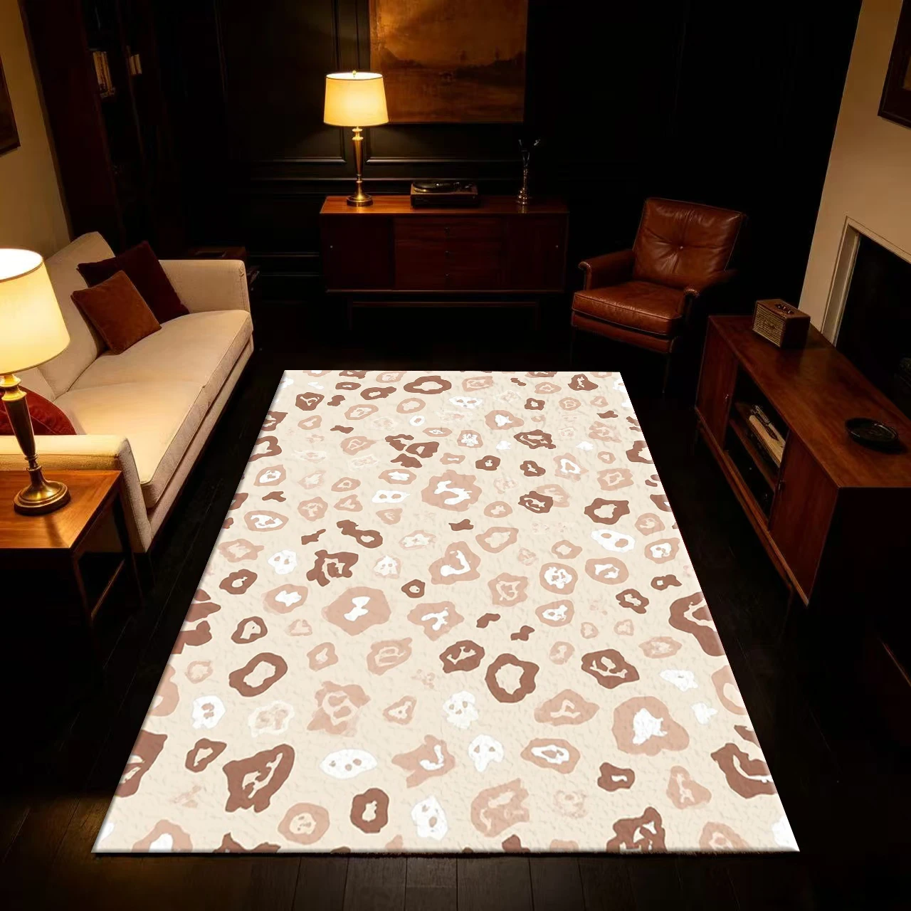 Neutral Beige Leopard Print Carpet Floor Home Living Room Bedroom Interior Decoration Carpet
