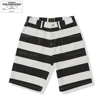 OKONKWO Men's Canva Prison Work Shorts Vintage Motorcycle Striped Middle Pants Amigo Kwo Casual Pants Other Material