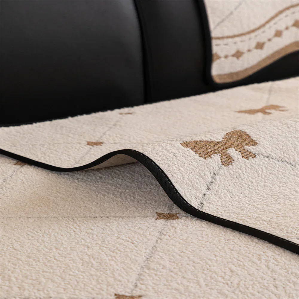 2025 New Special-shaped Sofa Cushion Autumn and Winter Thickened Half-side Velvet Cushion Straight Row Non-slip Sofa Cover