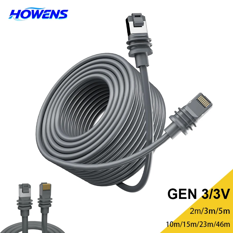 HOWENS For Starlink Gen3 Standard Actuated Cable Replacement Standard V3 Waterproof for Starlink Ethernet Cable 5M 15M 23M 46M