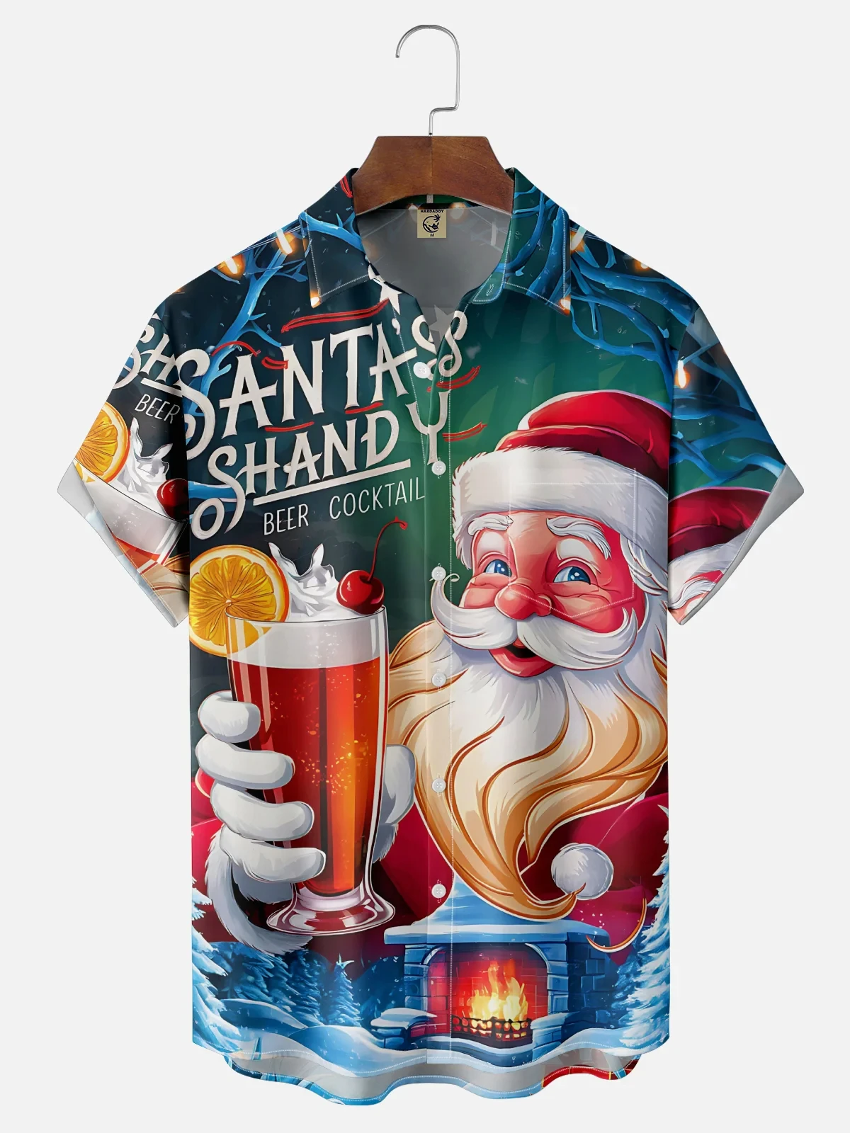 

Мужская рождественская рубашка с короткими рукавами и 3D принтом Санта-Клауса, модная полиэфирная ткань, свободная повседневная рубашка с воротником