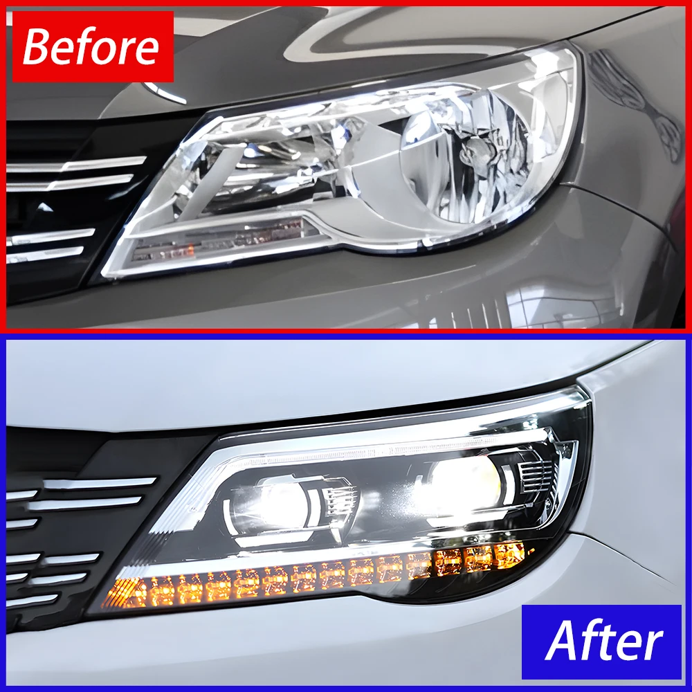 Headlight Assembly For VW Tiguan 2009-2012 Upgrade Demon Eyes Style Projector Lens Auto LED Car Accessories Tool Plug and Play