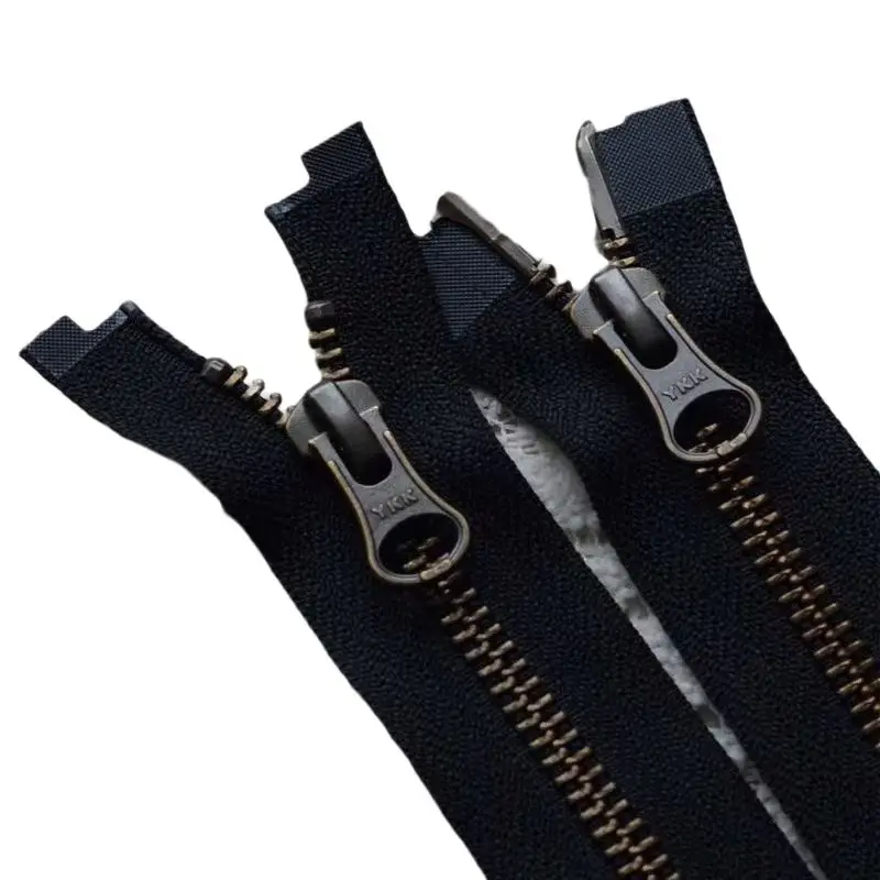 

2pcs/Lot 5# 50 To 120cm Vintage YKK Metal Zipper Black Bronze Double Open 2-way Fastener Jacket Repair Tailor Sewing Accessory