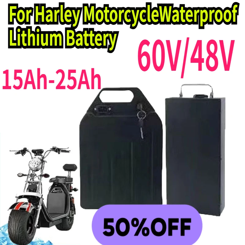 Battery Citycoco Electric Battery 60V/48V 15Ah-25Ah for Harley MotorcycleWaterproof Lithium Battery and 67.2V 3A Charger
