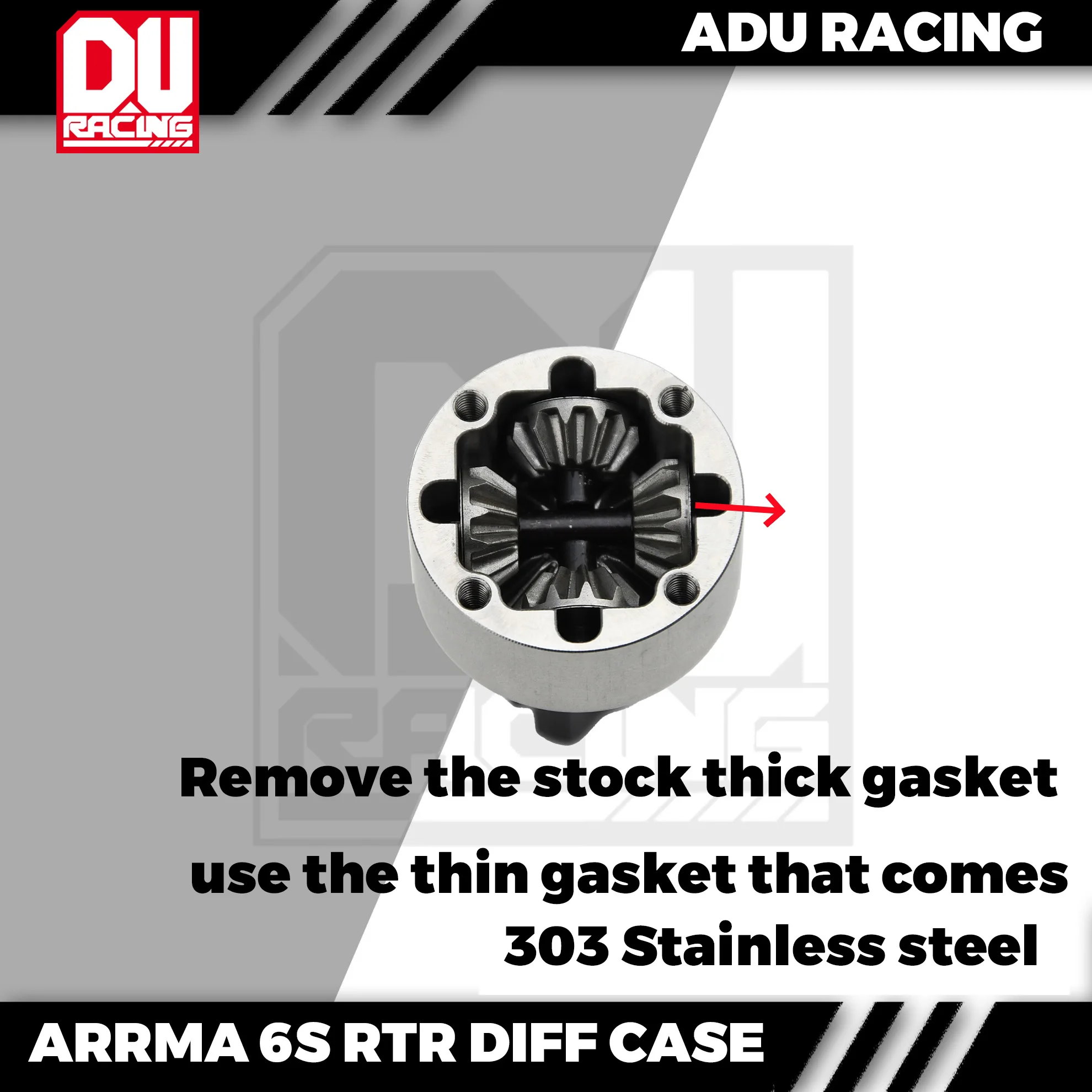 ADU RACING 303 steel  Front/Mid/Rear Differential Housing Diff Case for ARRMA 6S RTR