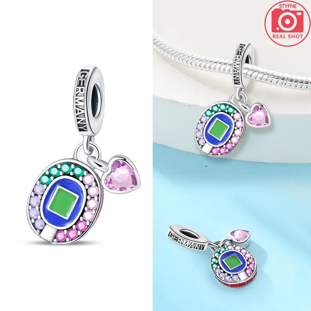Charms Colorful Zircon Note Headphones Game Console Beads Fit Bracelet Women Jewelry 925 Silver Original Making Diy Gift