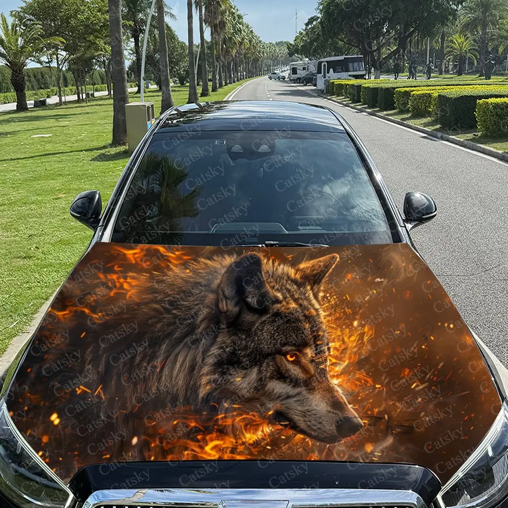 

Intense Fiery Wolf Car Hood Stickers - Self-Adhesive, Waterproof and Durable Vinyl Wrap, Decorate And Protect Your Car - The Gif