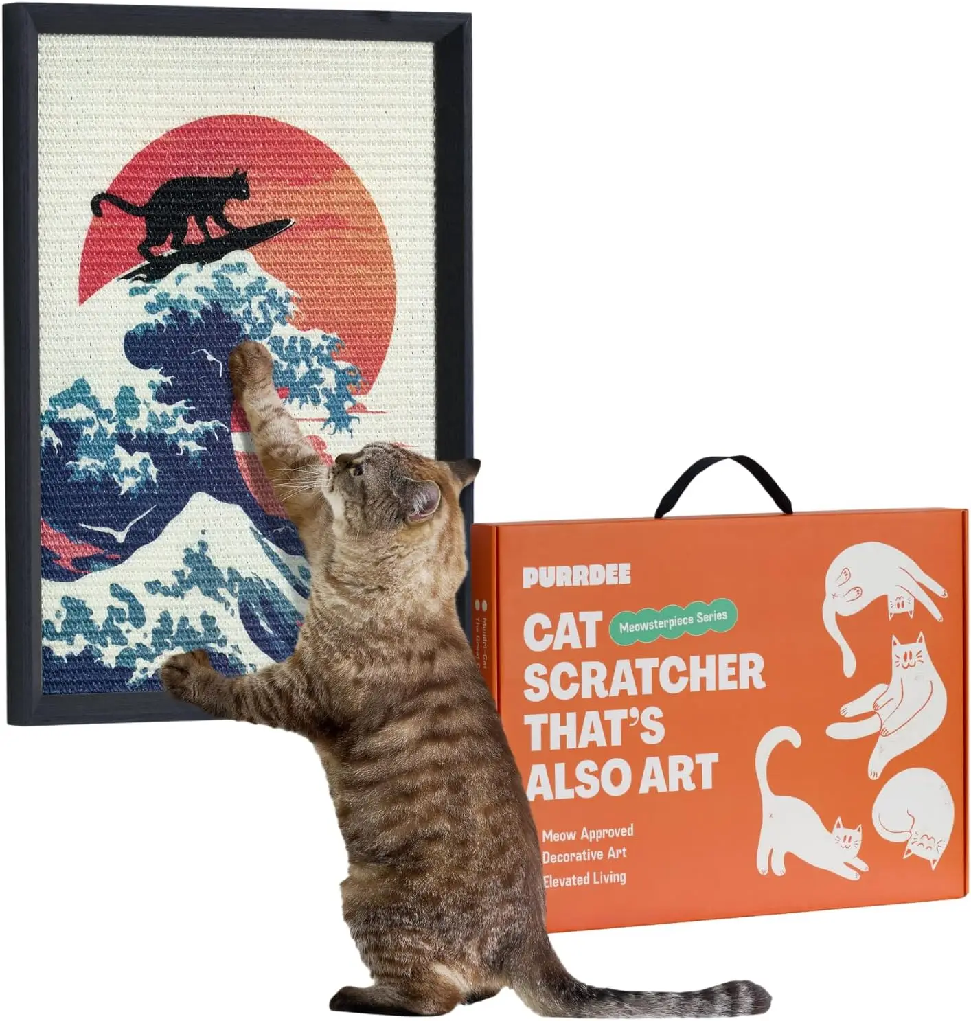 

Настенный коврик-когтеточка из сизаля 14x20 дюймов в раме с креплением без сверления, прочная вертикальная когтеточка для экономии пространства в доме