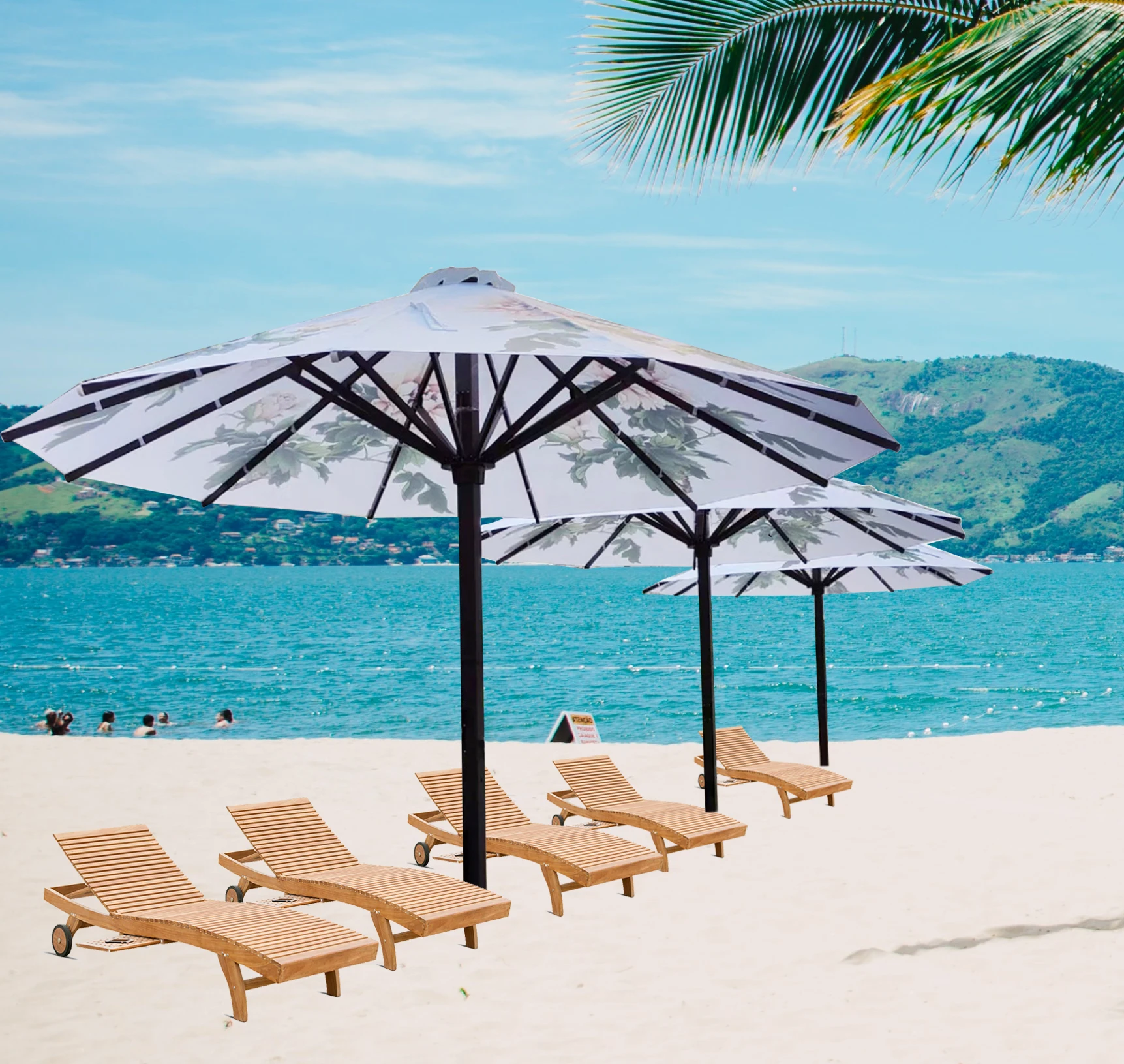 Customizable Luxury Outdoor Garden Sunshade Sun Umbrella Aluminum Frame Polyester Sail Customized Sizes-Direct Manufacturer's