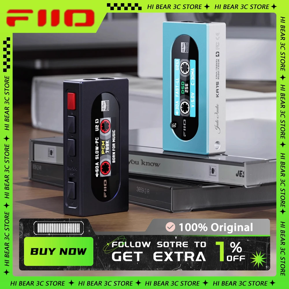 Fiio KA15 Portable Usb Dac Headphone Amplifier Usb Dongle With 3.5mm And 4.4mm Headphone Output Dsd 256 Ps5 Custom