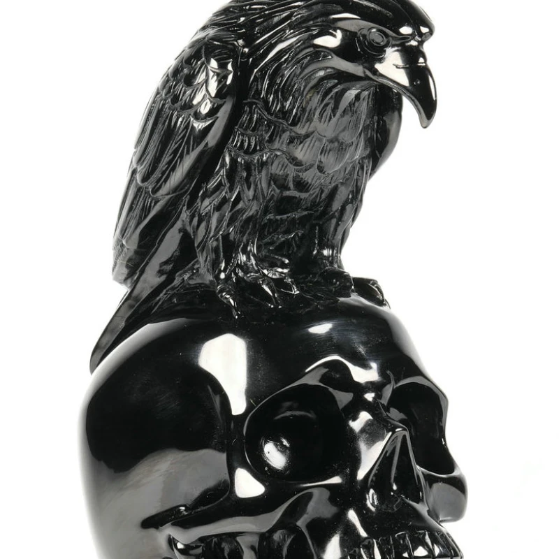

Obsidian Skull Eagle Sculpture Hand Carving Healing Crystals Crystal Crafts
