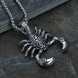 Retro Poisonous Scorpion Pendant Necklace Mens Punk Hip Hop Animal Insect Stainless Steel Biker Necklace Jewelry Gift Wholesale