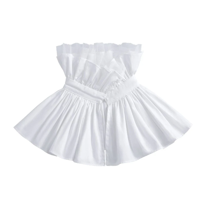 DXAE White Detachable Ruffle Collar Accessory Stand Collar Overlay for Portrait Styling, Costume Wear, Layered Outfits