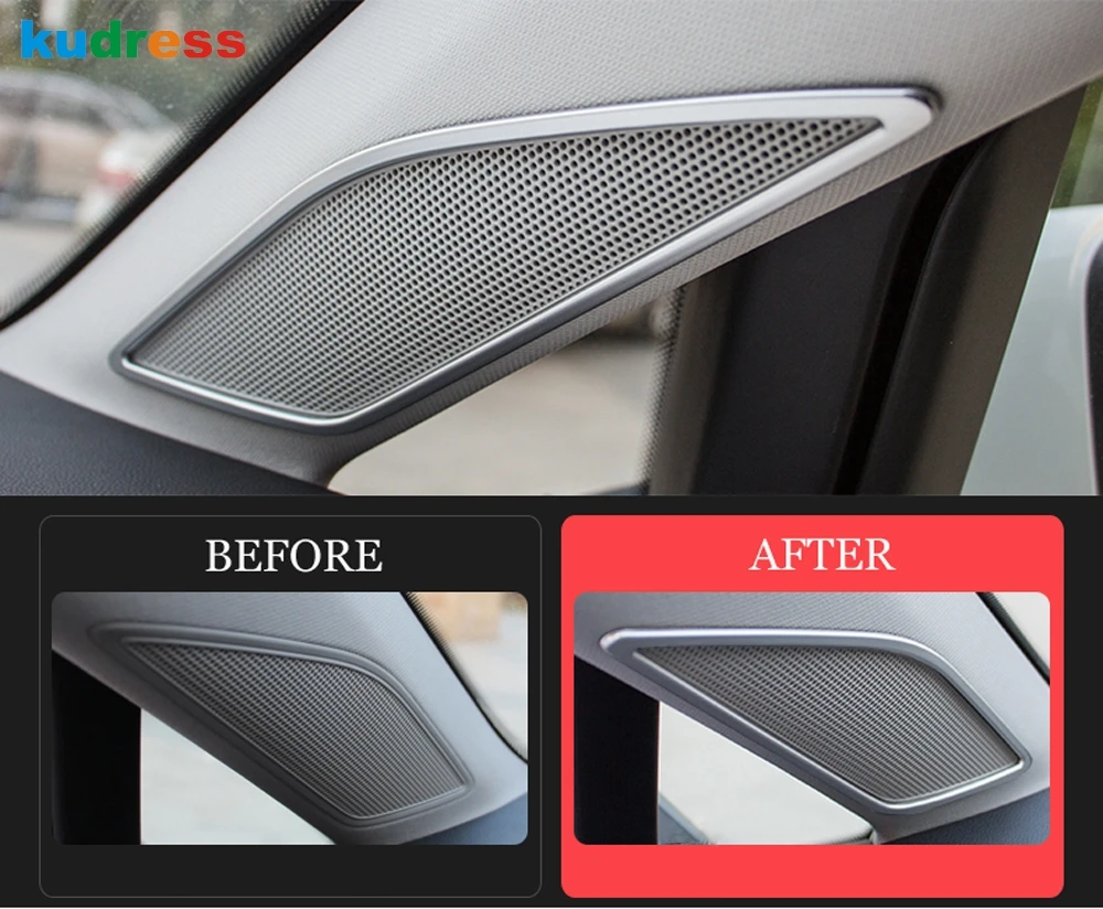 For Volkswagen VW Golf 7 MK 7 2013-2015 2016 2017 2018 Stainless Car Interior Front Door A Pillar Speaker Cover Trim Accessories