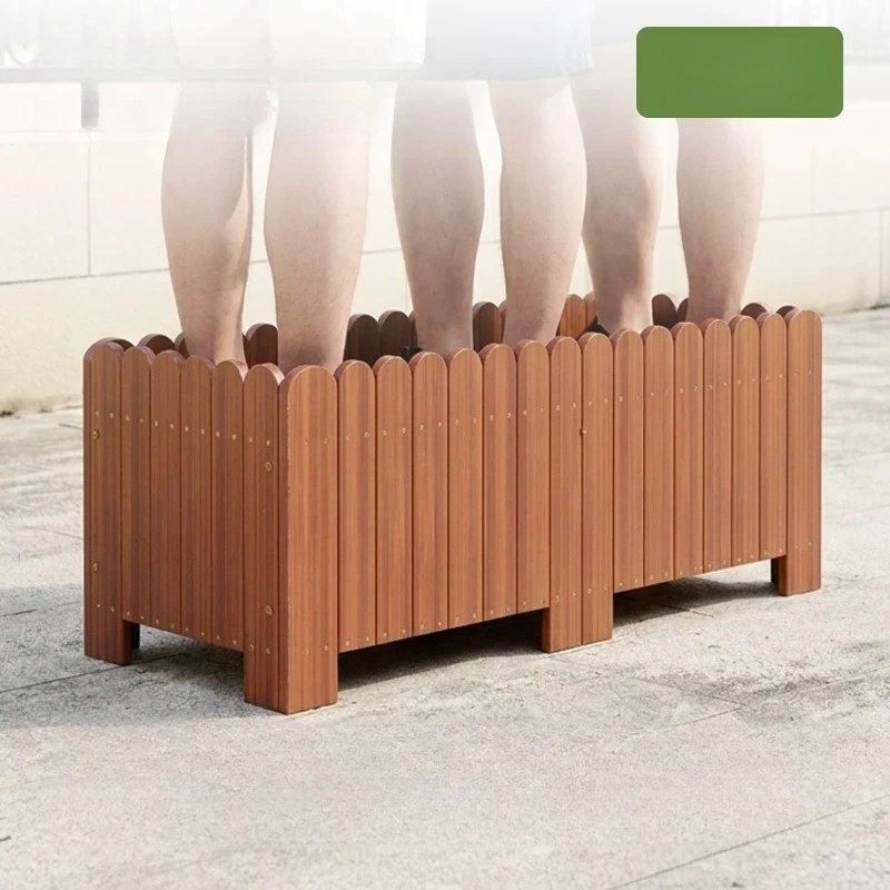 Factory Direct Compatible with Outdoor Plastic Wood Flower Box Garden Planting Box Terrace Rectangle Landscaping  Outdoor
