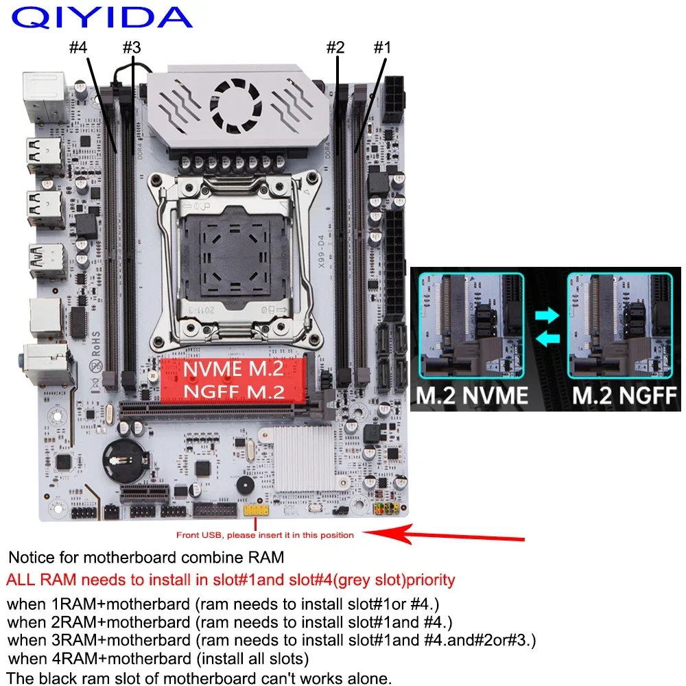 コンピュータマザーボードキット,lga QIYIDA-X99-3,xeon e5,2011,v3 cpuプロセッサ,16g,reg,ecc,ddr4,ramメモリ,m.2,sata 2670,usb 3.0,3.0