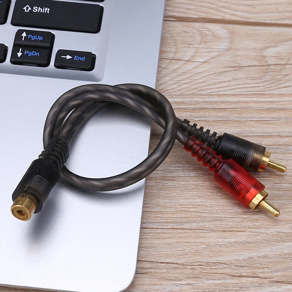 1-3PCS 27cm 1 RCA Female to 2 RCA Male Splitter Cable One Point Two Car Amplifier Audio Cord Pure Copper for Subwoofer Speaker