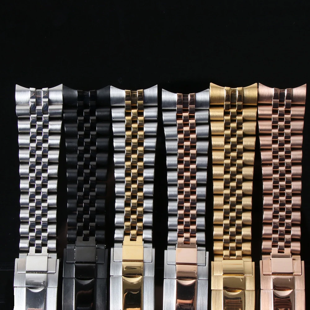 20mm Watch Band For Seiko NH35 Submariner Case 904L Stainless Steel Watch Strap Glide Lock Buckle For Silver Jubilee Bracelet