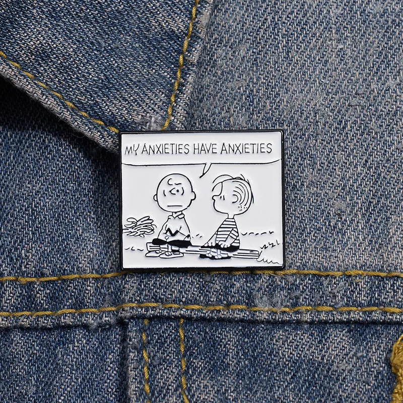 My Anxieties Have Anxieties Enamel Pins Peanuts Metal Badges on Backpack Accessories Jewelry Fashion Brooches Gifts For Friends