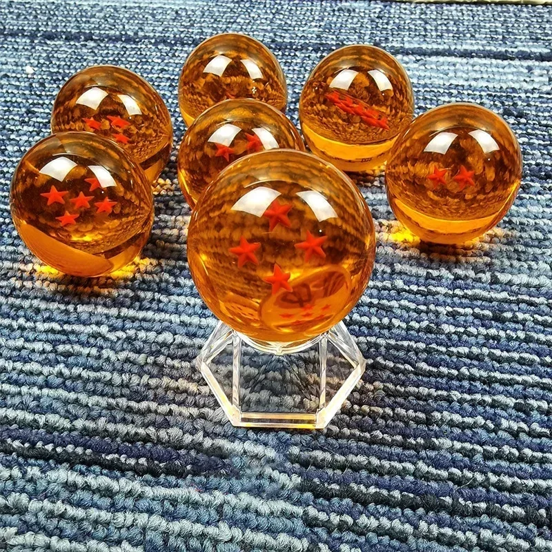 4.3 5.7cm anime figura dragon ball z bola de cristal 1 2 3 4 5 6 7 estrela dragon ball com suporte brinquedo de decoração de mesa colecionável