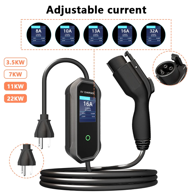 JNTIMUYA popular new design ev charger tuya app 3.5KW 7KW 11KW 22KW Portable ev charger