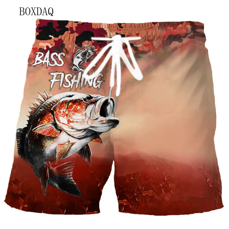 Fashion Fishing Shorts For Men's Camo Gradient 3D Fish Printed Beach Shorts Summer Loose Casual Oversized Man Shorts 6XL