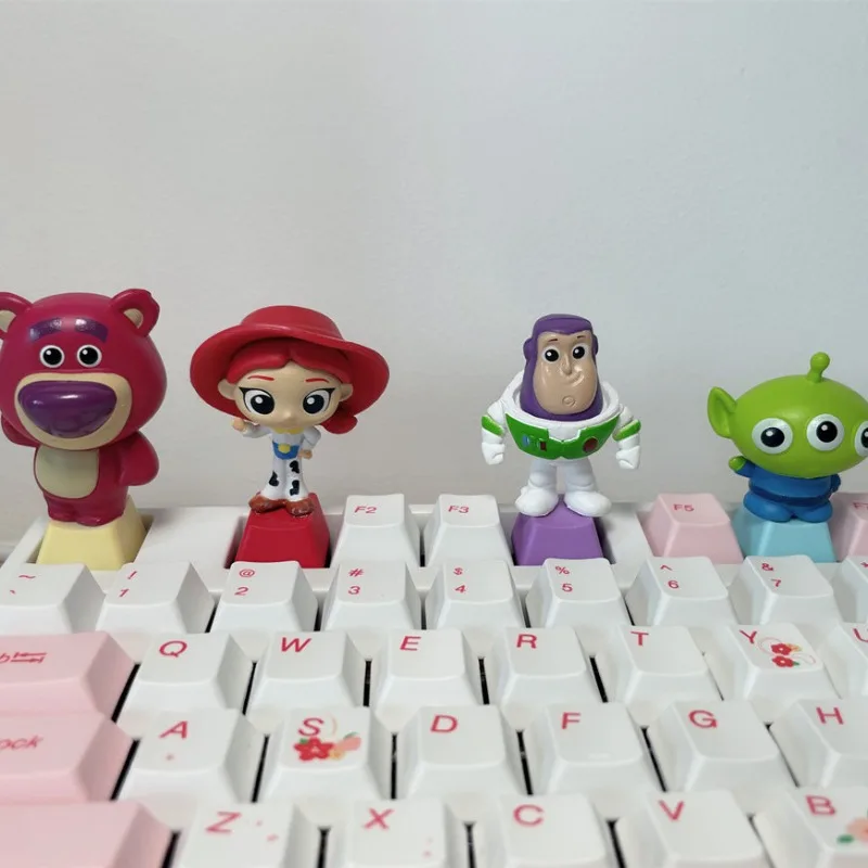 

Disney Strawberry Bear animation doll handmade mechanical keyboard keycap Buzz Lightyear three-eyed boy cross axis keycap gift