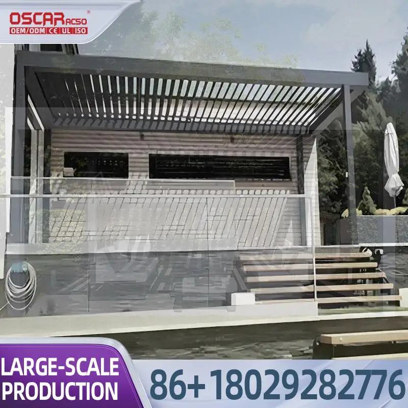 Assemble 10x20 Sun Shade Louver Roof Retractable Gazebo Bioclimatic Aluminum Structure for Garden Balcony Patio pergola