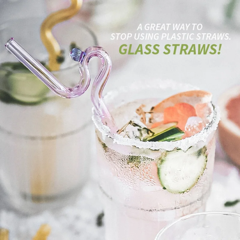 House Artistry Glass Straws Reusable Straws Heat Resistant Glass Straw Drinking Milk Tea Long Stem Glass Staw Wholesale