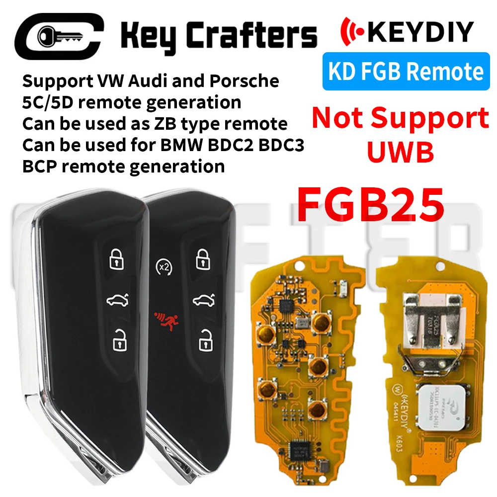 Crafters 5C 5D FGB25 KEYDIY Smart Car Key For VW 5HG959753 GOLF8 ID3 ID4 ID6 5C 5D System Universal Remote Key No UWB function