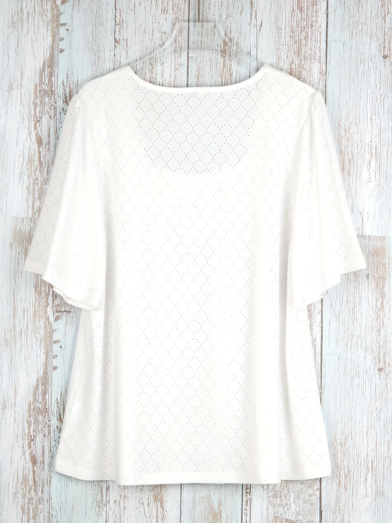 Camiseta plisada lisa con ojales para mujer, Top informal de manga corta, ropa de talla grande para primavera y verano