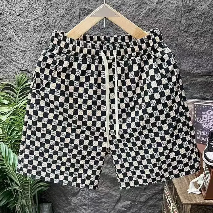

Summer Casual Shorts, Light and Loose, Fashionable Men's Sports 5-point Beach Shorts with Drawstrings, Lightweight, Breathable A
