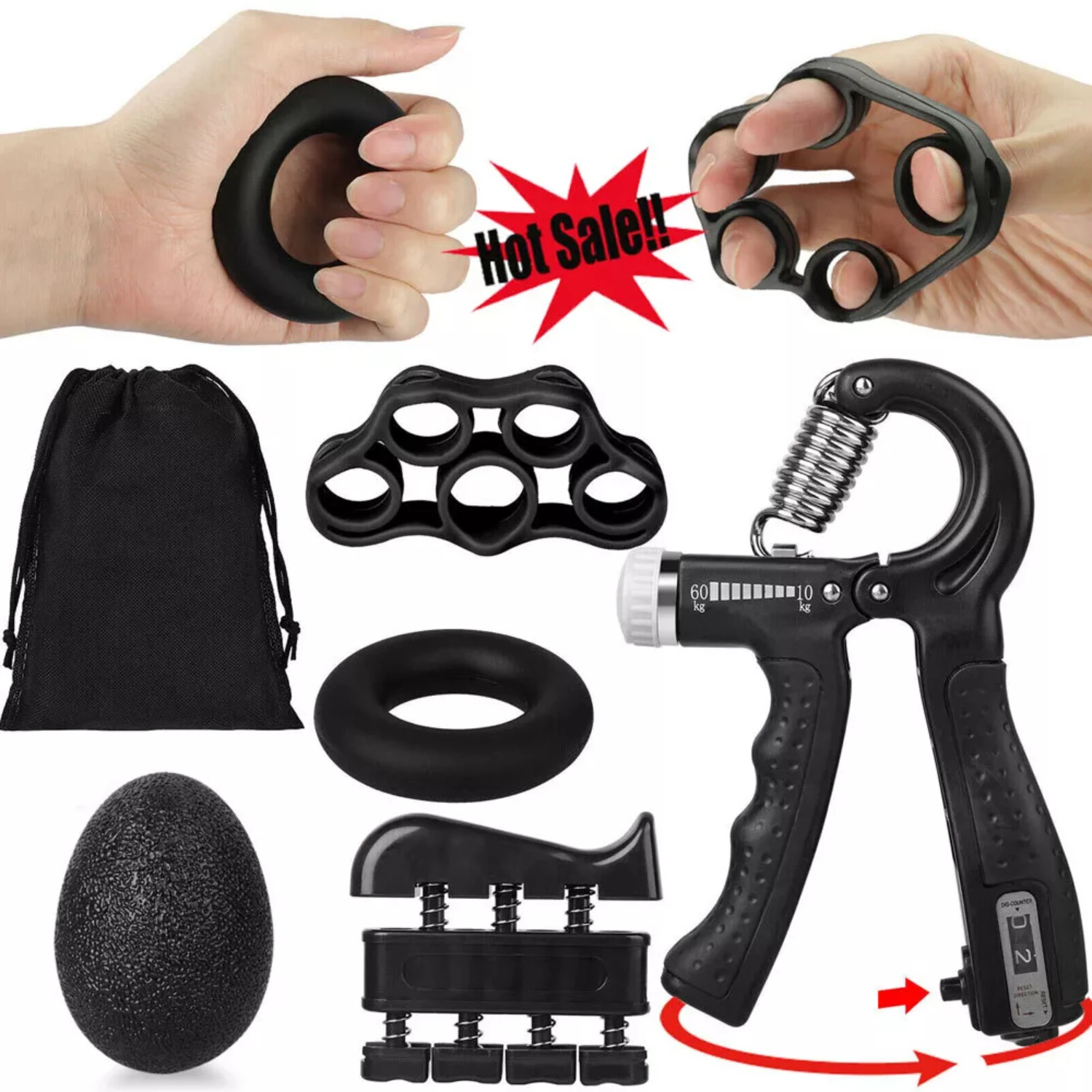 

Hand Grip Strengthener Strength Gripper Finger Exerciser Forearm Power Trainer