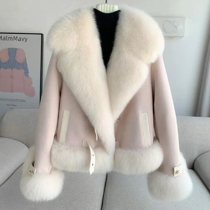 2024 Winter New Imitation Fur Coat Women\'s Fashion Slim Fur collar Thicken Warm Fur Coats Female Short Parkas Jacket Tops