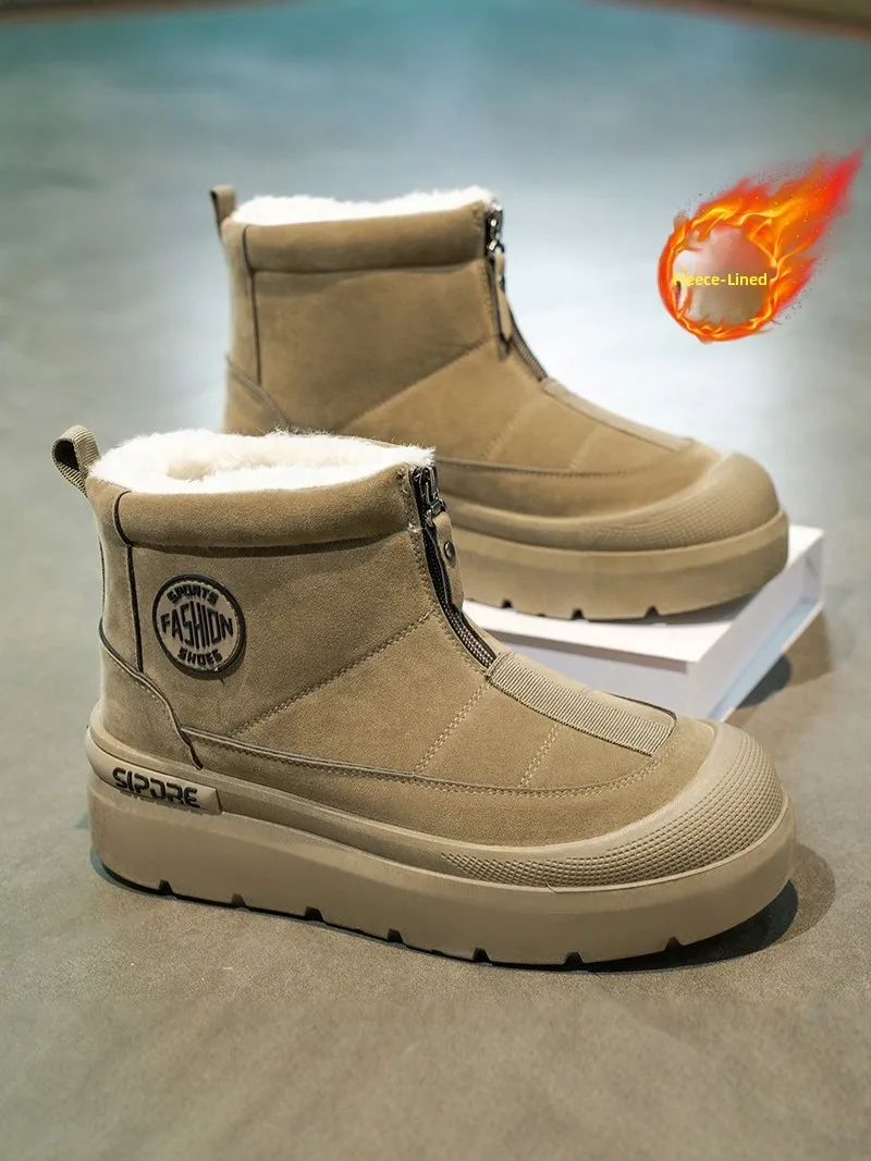 Men's Winter Snow Boots Thickened Fleece High Top Warm below Zero Cold Resistant Large Cotton Boot High Help Thick Bottom Bre...