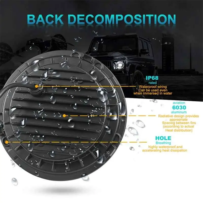 7Inch LED Headlight White Halo Angle Eyes Led Headlamp Hi/Low Turn Signal For Urban 4X4 Suzuki Samurai Jeep Wrangler Off Road