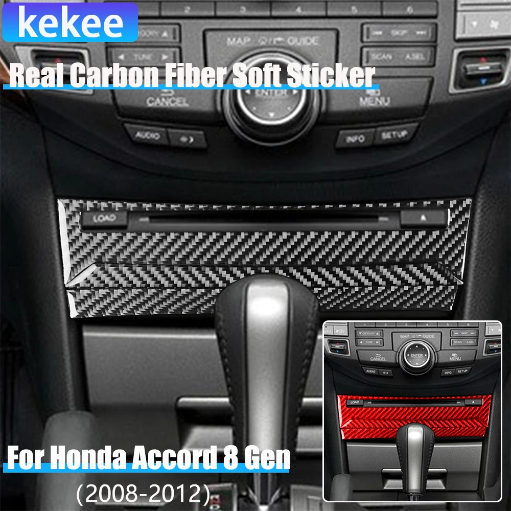 

Real Carbon Fiber Car Accessories CD Player Trim Cover Modified Soft Sticker For Honda Accord 8th Gen 2008 2009 2010 2011 2012