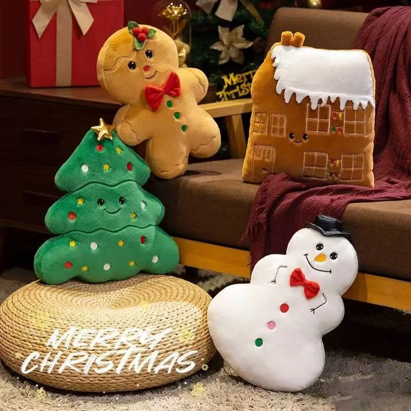 New Christmas Snowman Gingerbread man Plush Toys Cartoon Christmas House Doll Cute Christmas Tree Stuffed Toy Christmas Gifts