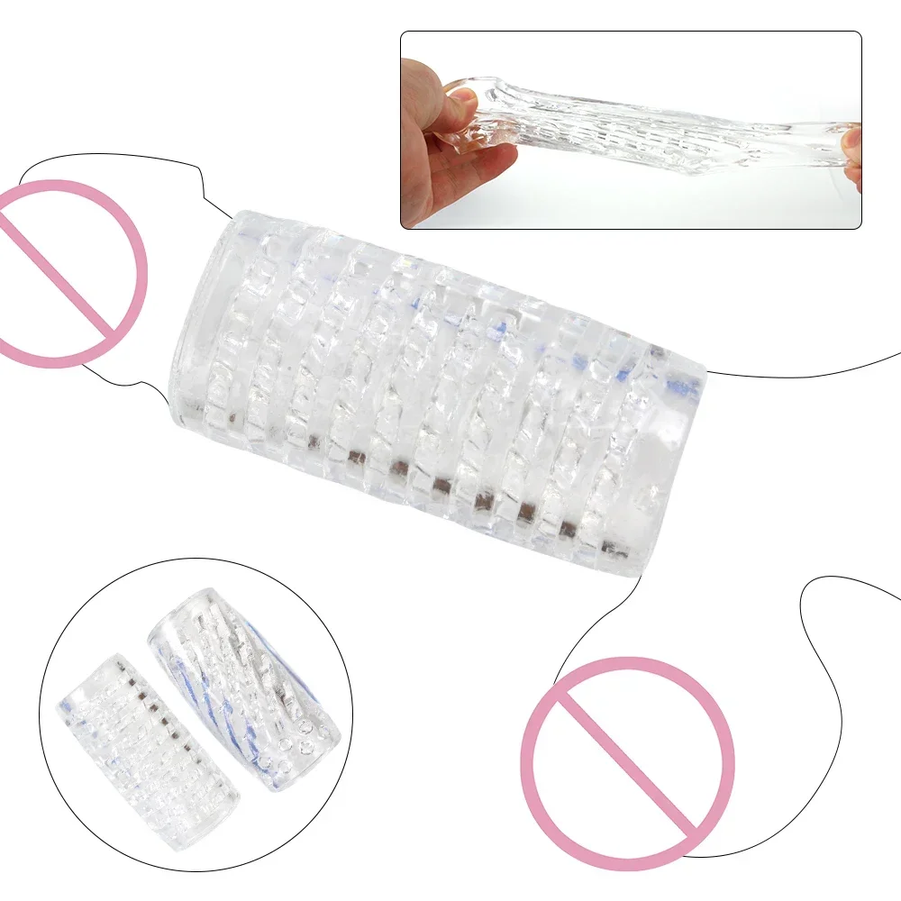 9cm Transparent Male Masturbator Artificial Pussy Vaginal for Men 18+ Glans Sucking Penis Pump Spikes Exerciser Erotic Sex Toys