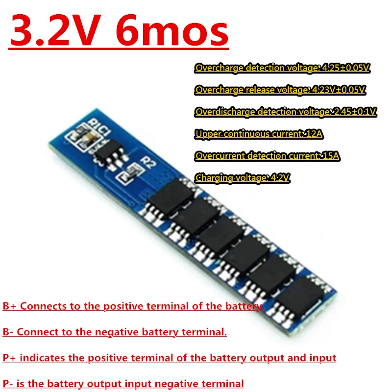 18650 Lithium Battery Charge Protection Board 3A 7.5A 12A 3.2/3.7/7.4/8.4V Charging Voltage/Short Circuit/Overcharge Prevention