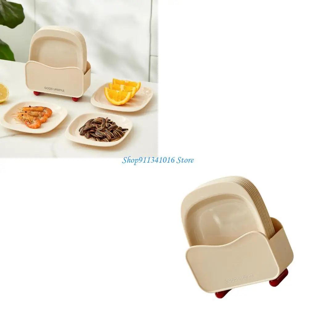 

8Pieces Space Efficient Bone Dish Collection Plastic Design with Plastic Stand for Kitchen Organizing
