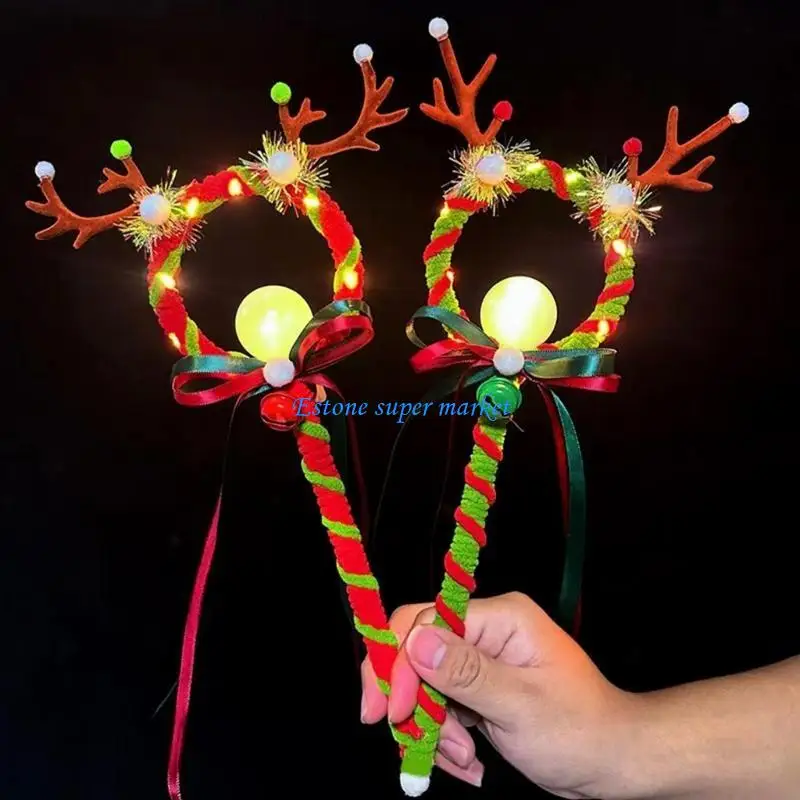 090B 10/15Pieces Christmas Theme Glow Sticks With Deer Horn/Tanghulu Designs For Festival Celebration And Family Gatherings