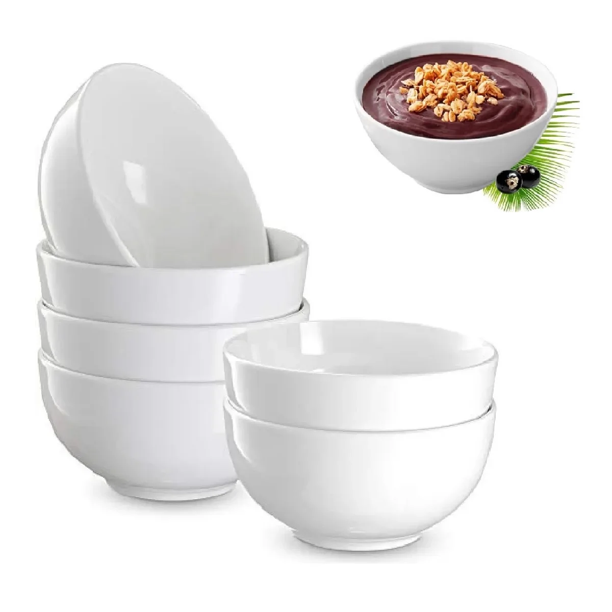 Kit 12 Bowls Bowl Pot 350ml Melamine Acai Ice Cream Kitchen