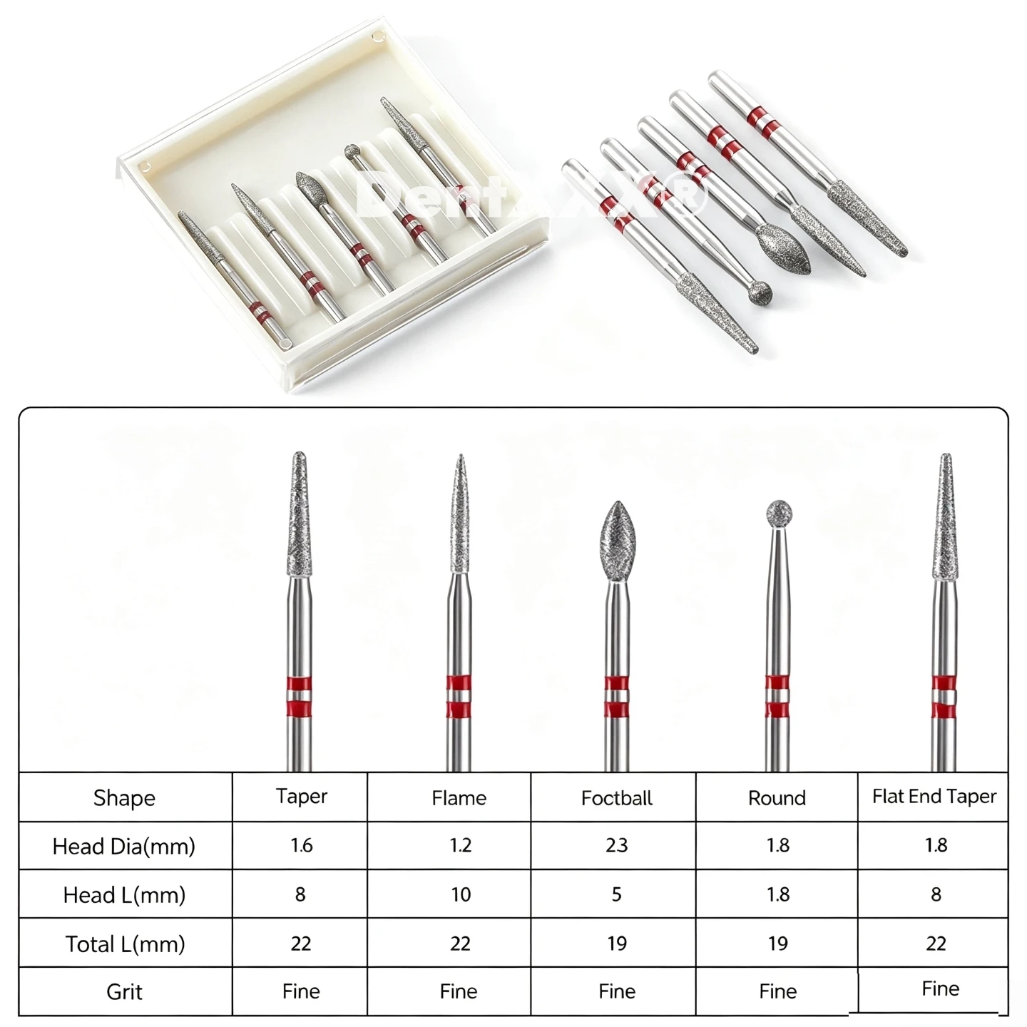 5Pcs/Box Diamond Burs, Cutting Zirconia Ceramic Burs, 1.6mm Multi Layer Coated Diamond High Speed Handpiece Drills