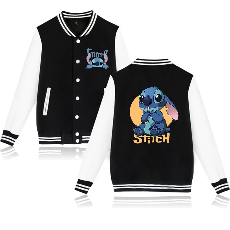 Y2k 90s Stitch Disney Hoodie Baseball Jacket Men Women Sweatshirt Kids Boys Girls Harajuku Jackets Streetwear College Coats