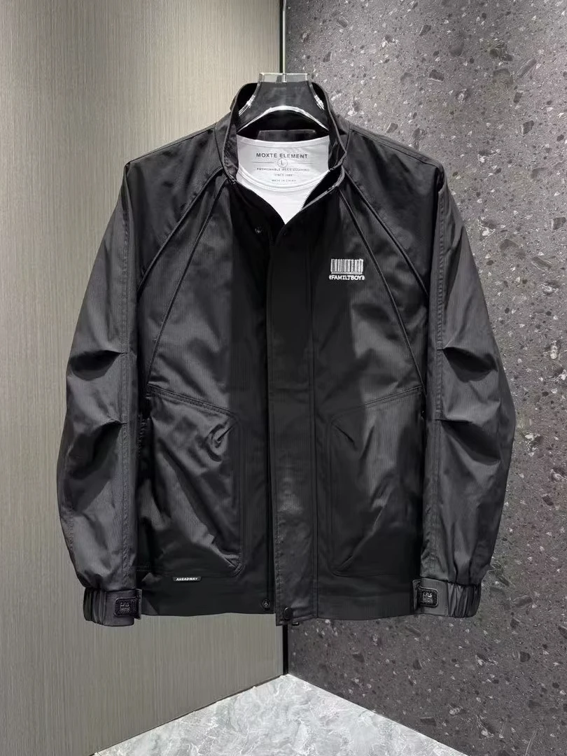 

Casual Loose Fit Men's Workwear Jaet Spring Autumn Faion Trend Outdoor Windproof Stand Collar Loose Sle Ox Fabric