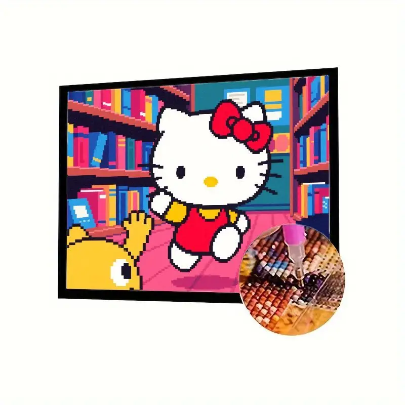 

1 шт. Hello Kitty & Friends Pixel Art 5D Набор алмазной живописи - Полная дрель DIY Милый мультфильм 8-битная библиотека Сцена Алмазное искусство для Хо
