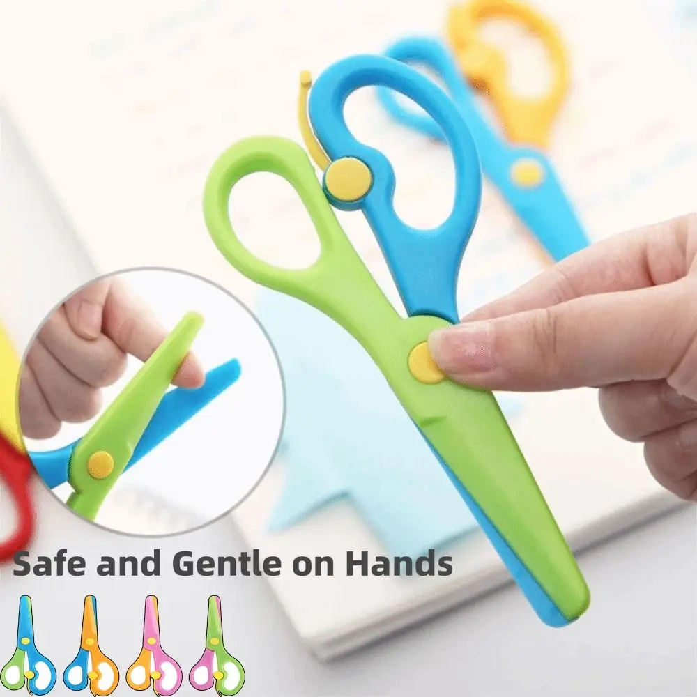Plastic Safety Scissors Comfort Grip Blunt Tip Preschool Training Scissors Anti-Pinch Design Unisex Development Scissors